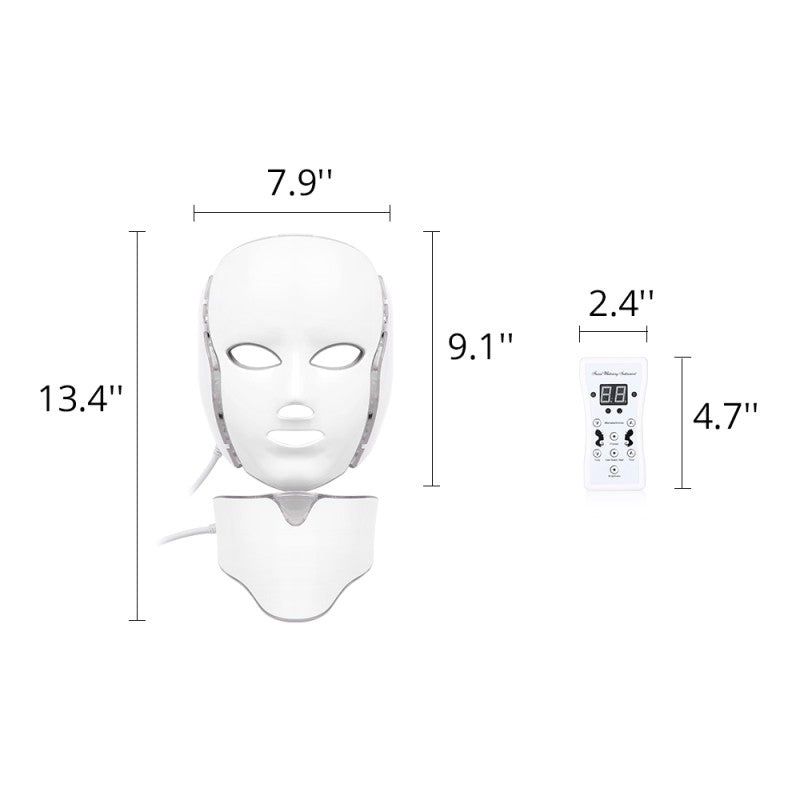 LED Photon Facial & Neck Mask Photodynamic Therapy PDT Skin Rejuvenation - 7 Colors